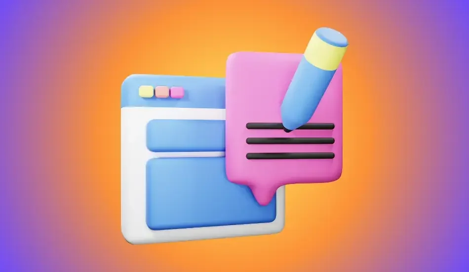 Illustration of a pencil writing on a browser window