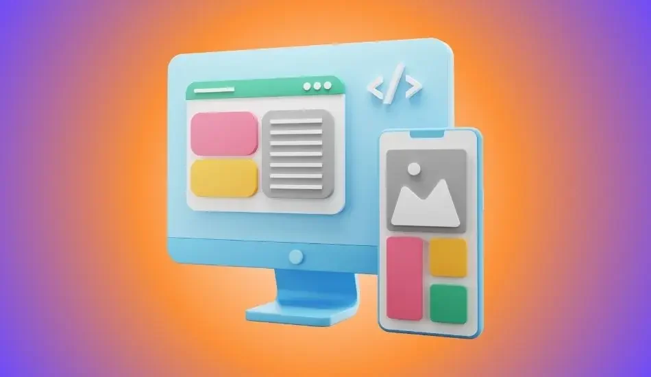 Illustration of a desktop monitor and phone showing a website layout
