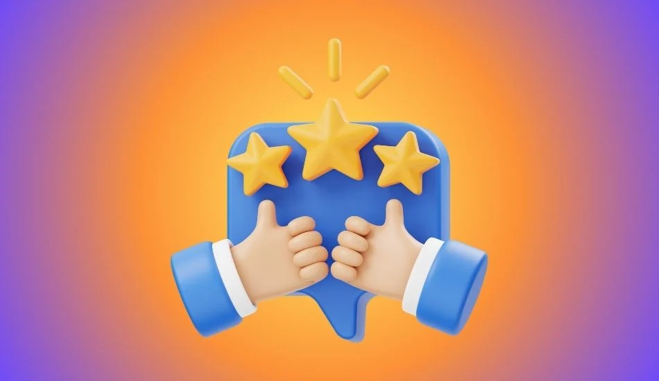 Illustration of two thumbs up beneath three stars