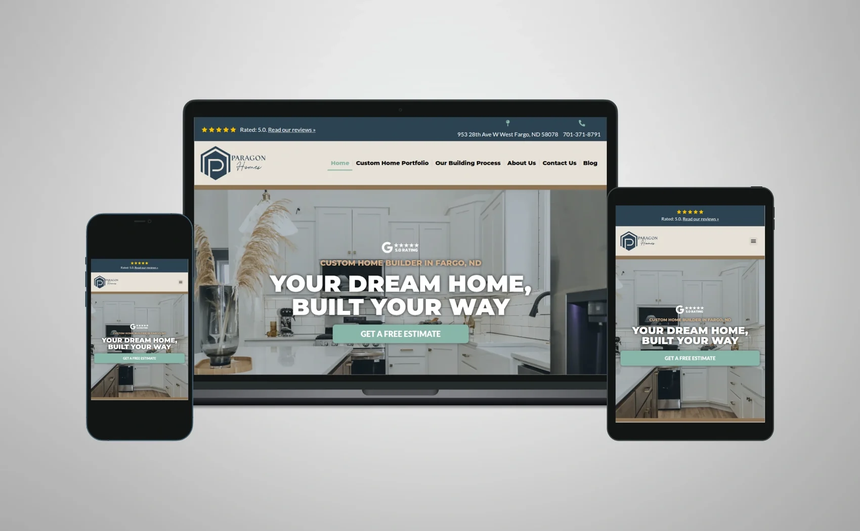 The Paragon Homes website