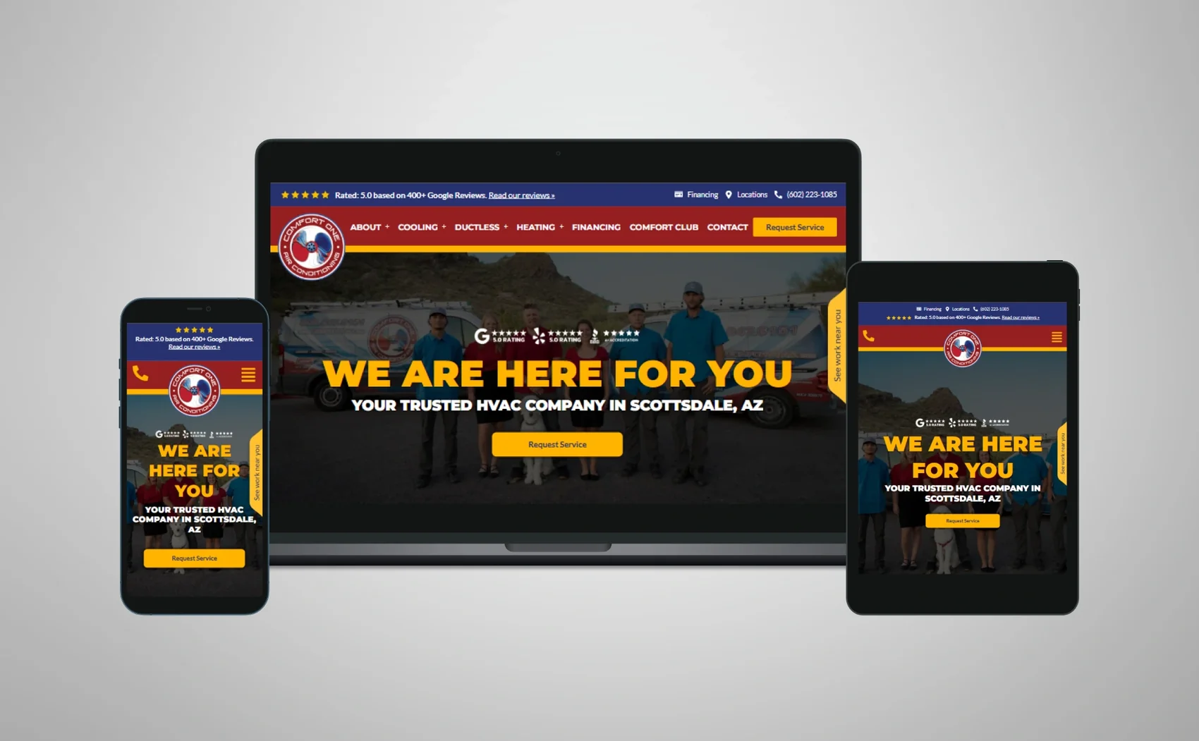 The Comfort One Air Conditioning website