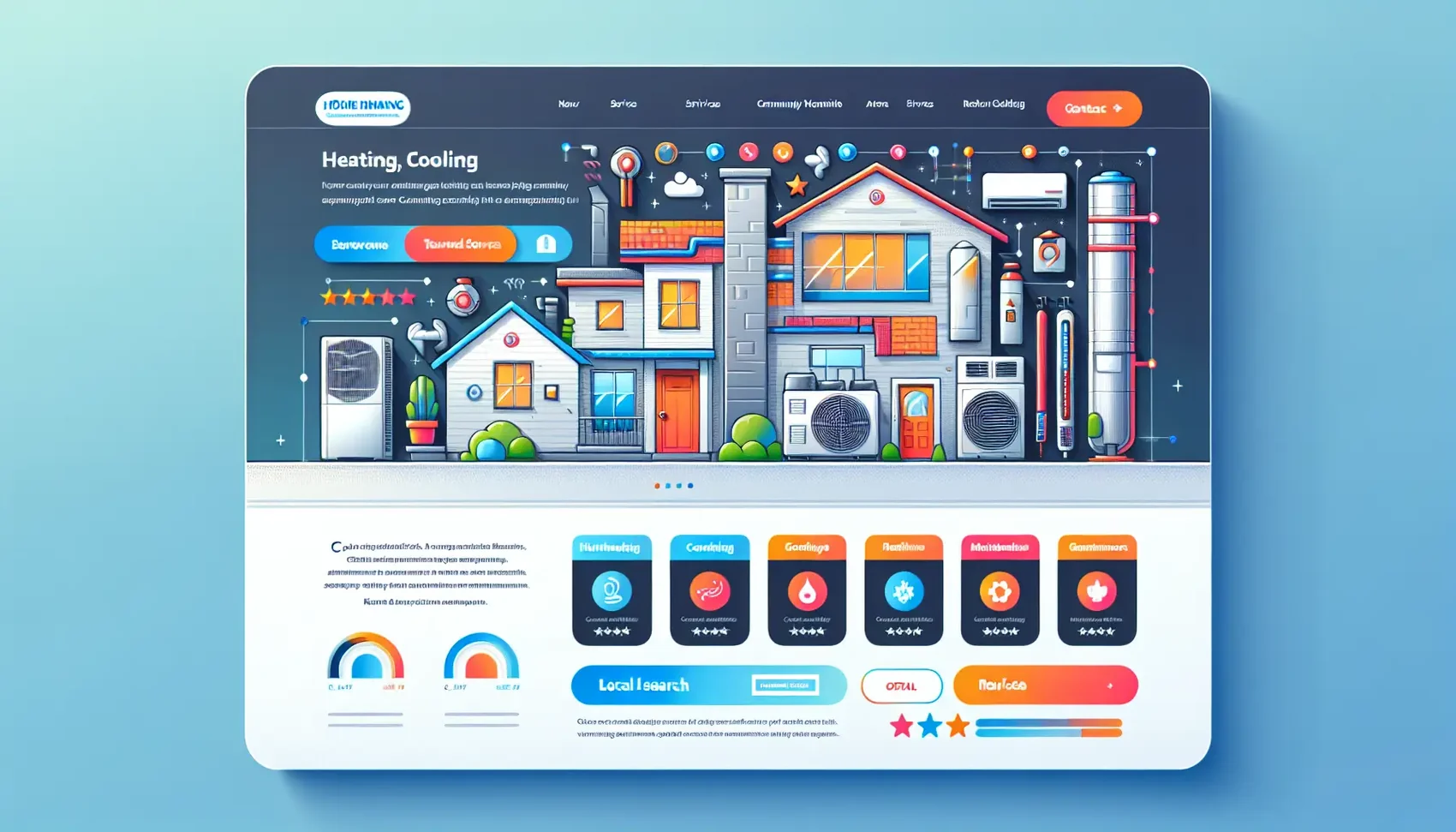 An illustration of a website structure optimized for HVAC local SEO.