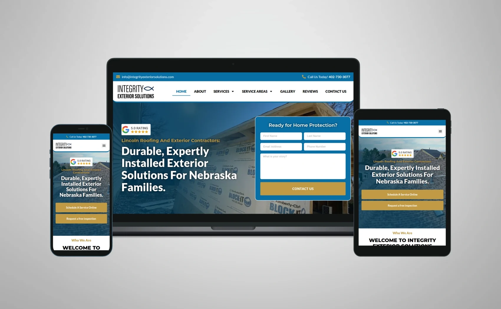 The Integrity Exterior Solutions website