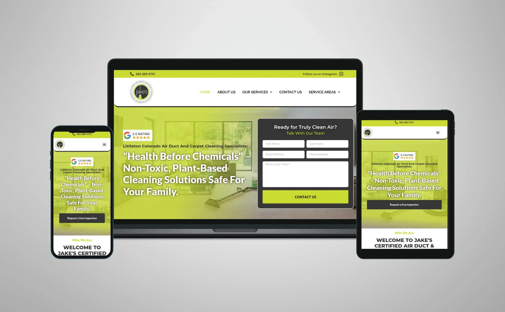 The Jake&rsquo;s Carpet & Duct Cleaning website